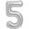 Northern Star 34" Number 5 Shape Foil Balloon - Silver Balloons