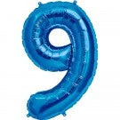 KALEIDOSCOPE Balloons 34" Number 9 Shape Foil Balloon - Royal Blue
