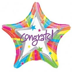 Qualatex 18" Anagram Congratulations Rainbow Star Shape Foil Balloon Balloons
