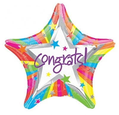 Qualatex 18" Anagram Congratulations Rainbow Star Shape Foil Balloon Balloons