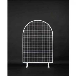 Everything Party Party Hire - 1.5m*1m White Round Top Metal Square Mesh Backdrop Balloon Arch Stand All Birthday