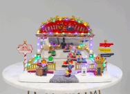 Wish By Event Animated Christmas Village Musical Bumper Cars Scene With LED Lights