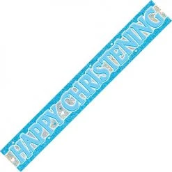 Everything Party Happy Christening Banner (Pink, Blue)