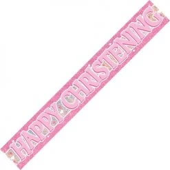 Everything Party Happy Christening Banner (Pink, Blue)