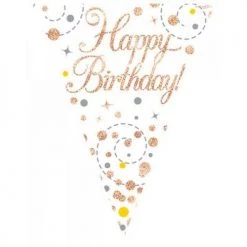 Alpen Sparkling Fizz Rose Gold Happy Birthday Flag Banner All Birthday