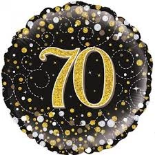 Qualatex 18" Oaktree 70th Birthday Holographic Gold & Silver Dots Foil Balloon Balloons