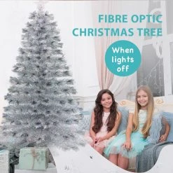 Everything Party 120cm Silver Fibre Optic Slow Colour Changing LED Light Up Christmas Tree By Event