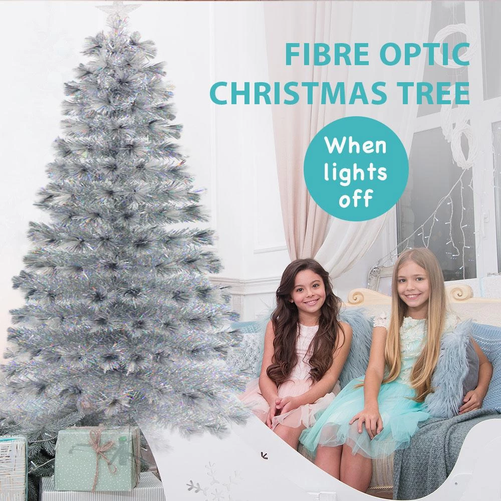 Everything Party 120cm Silver Fibre Optic Slow Colour Changing LED Light Up Christmas Tree By Event