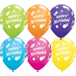 Qualatex Copy Of 11" Bday Printed Latex Balloon - 6 Pack