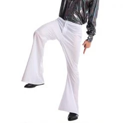 JD Party Costume Adult 70s Disco Flare Pants - White