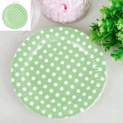 Everything Party 12pk Paper Plates - Green Dot All Birthday