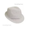 Oceana By Theme 1920's Gangster Stripy Fedora Hat - White