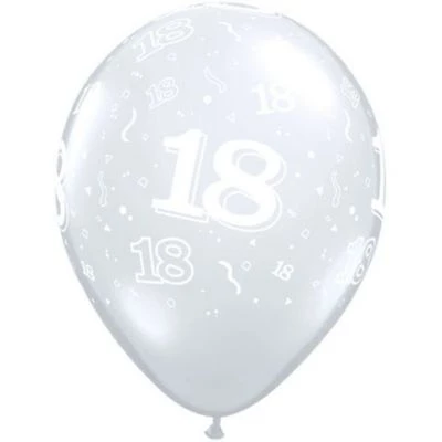 Everything Party Balloons 11" Qualatex 18th Birthday Silver Latex Balloon