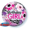 22" Qualatex Birthday Girl Flower Pink Bubbles Balloon Balloons