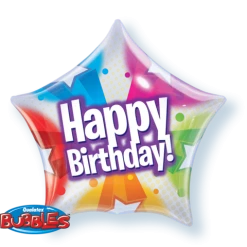 Balloons 20" Qualatex Birthday Star Shape Bubbles Balloon