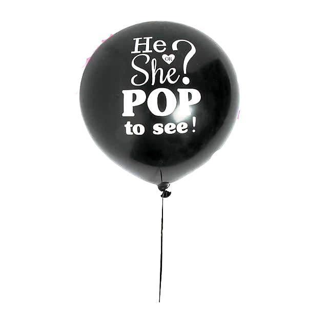 Everything Party 24" Black He Or She Latex Balloon With Confetti