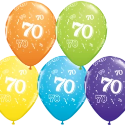 Everything Party Balloons 11" Qualatex 70th Birthday Assorted Colour Latex Balloon
