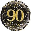 Qualatex 18" Oaktree Happy 90th Birthday Holographic Gold & Silver Dots Foil Balloon
