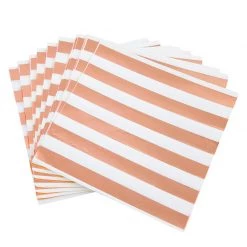 Unique All Birthday 16pk Metallic Rose Gold Foil Stamped Stripes Luncheon Napkins