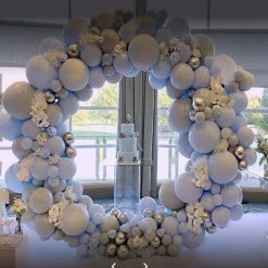 Everything Party Party Hire - 2m White Metal Circle Backdrop Balloon Arch Stand All Birthday