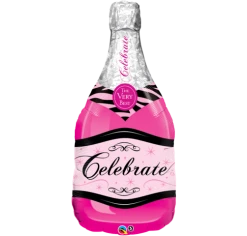 Everything Party Balloons 39" Celebrate Pink Champagne Bottle SuperShape Foil Balloon
