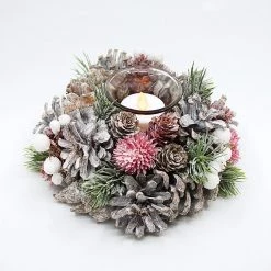 Everything Party Deluxe Festive Pink Frosted Christmas Tealight Candle Holder - 1 Cup