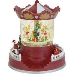 Everything Party Christmas LED Water Lantern With Music Spinning Carousel And Swirling Confetti