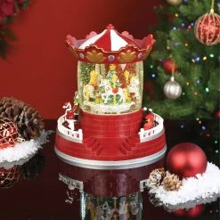 Everything Party Christmas LED Water Lantern With Music Spinning Carousel And Swirling Confetti