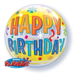 22" Qualatex Birthday Star Drop Bubbles Balloon