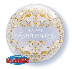 22" Qualatex Happy Anniversary Classic Bubbles Balloon