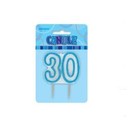 Everything Party 30th Birthday Glitter Candle (Red, Pink, Blue)