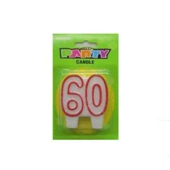 Everything Party 60th Birthday Glitter Candle (Red, Pink, Blue Available)