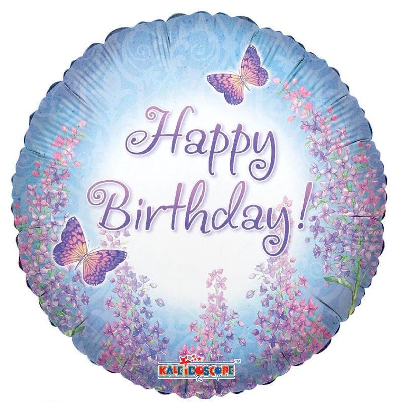 Everything Party 18" Kaleidoscope Purple Lilacs & Butterfly Birthday Foil Balloon