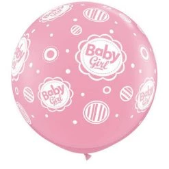 Balloons 3ft Qualatex Printed Latex Balloon - Baby Girl
