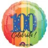 17" Anagram 100th Birthday Celebrate Rainbow Foil Balloon Balloons