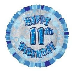Meteorparty 18" Happy 11th Birthday Foil Balloon - Blue Balloons