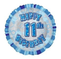 Meteorparty 18" Happy 11th Birthday Foil Balloon - Blue Balloons