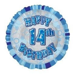 Meteorparty Balloons 18" Happy 14th Birthday Foil Balloon - Blue