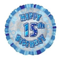Meteorparty Balloons 18" Happy 15th Birthday Foil Balloon - Blue