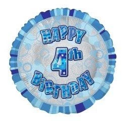 Meteorparty 18" Happy 4th Birthday Foil Balloon - Blue