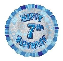 Meteorparty Balloons 18" Happy 7th Birthday Foil Balloon - Blue