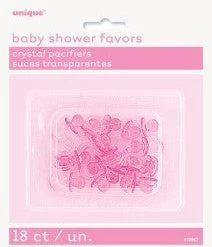 Unique 18pk Pink Crystal Baby Dummies By Theme
