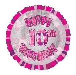 Meteorparty 18" Happy 10th Birthday Foil Balloon - Pink