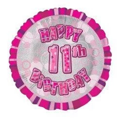 Meteorparty 18" Happy 11th Birthday Foil Balloon - Pink