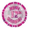 Meteorparty 18" Happy 12th Birthday Foil Balloon - Pink Balloons
