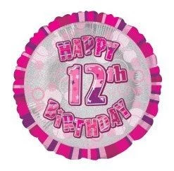 Meteorparty 18" Happy 12th Birthday Foil Balloon - Pink Balloons