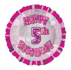 Meteorparty Balloons 18" Happy 5th Birthday Foil Balloon - Pink