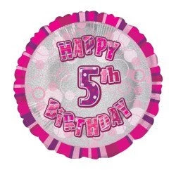 Meteorparty Balloons 18" Happy 5th Birthday Foil Balloon - Pink