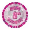 Meteorparty 18" Happy 8th Birthday Foil Balloon - Pink Balloons