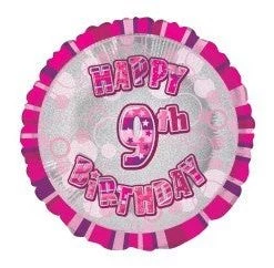 Meteorparty 18" Happy 9th Birthday Foil Balloon - Pink